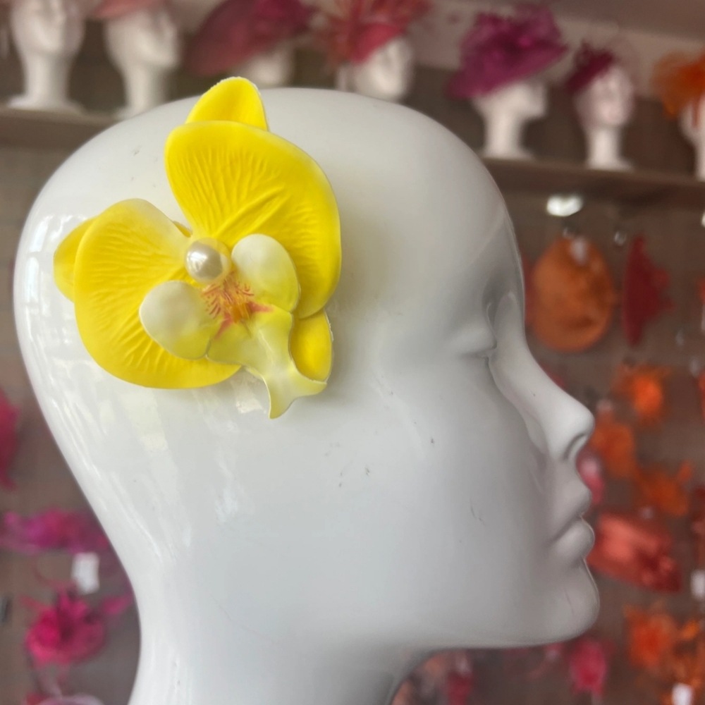 Bright Yellow Orchid Hair Clip